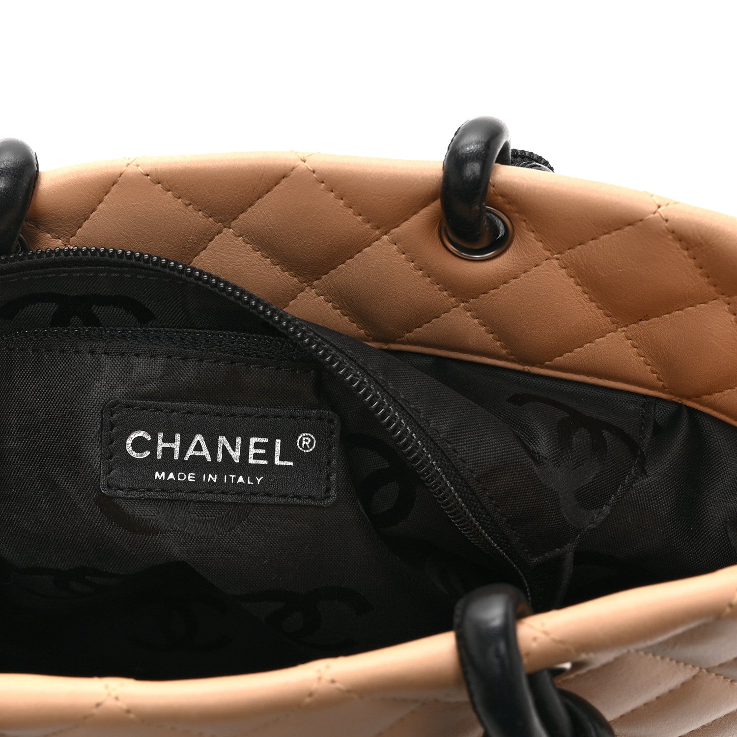 Chanel Calfskin Quilted Medium Cambon Tote Beige Black 6 of 15