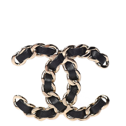 Chanel Lambskin Chain CC Brooch Black Gold 1 of 4