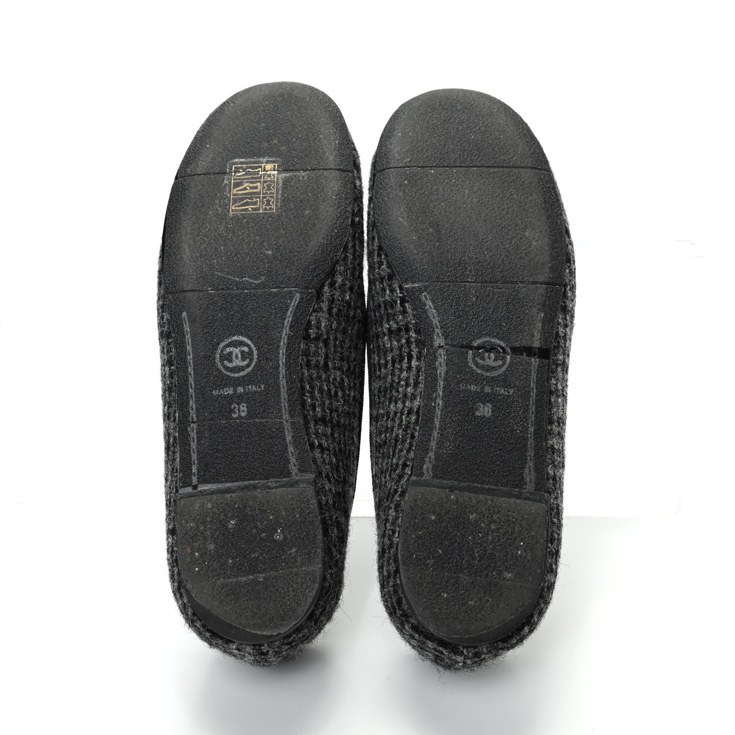 Chanel Tweed Cap Toe Ballerina Flats 36 Black Grey 6 of 11