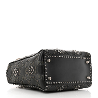 Christian Dior Calfskin Studded Flower Medium Lady Dior Black 4 of 11