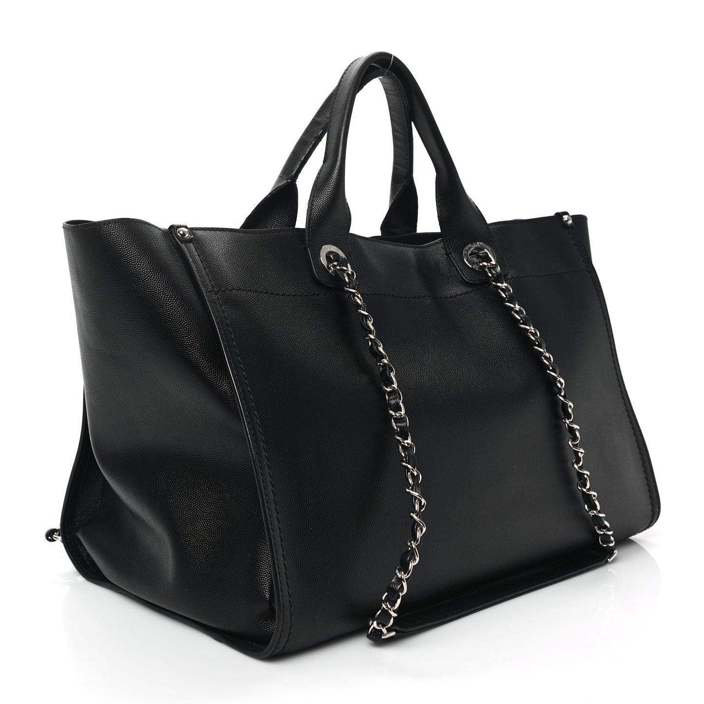 Caviar Medium Studded Deauville Tote Black