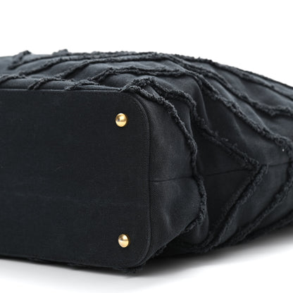 Chanel Canvas Chevron Cuba Patchwork Shopper Tote Black 10 of 10