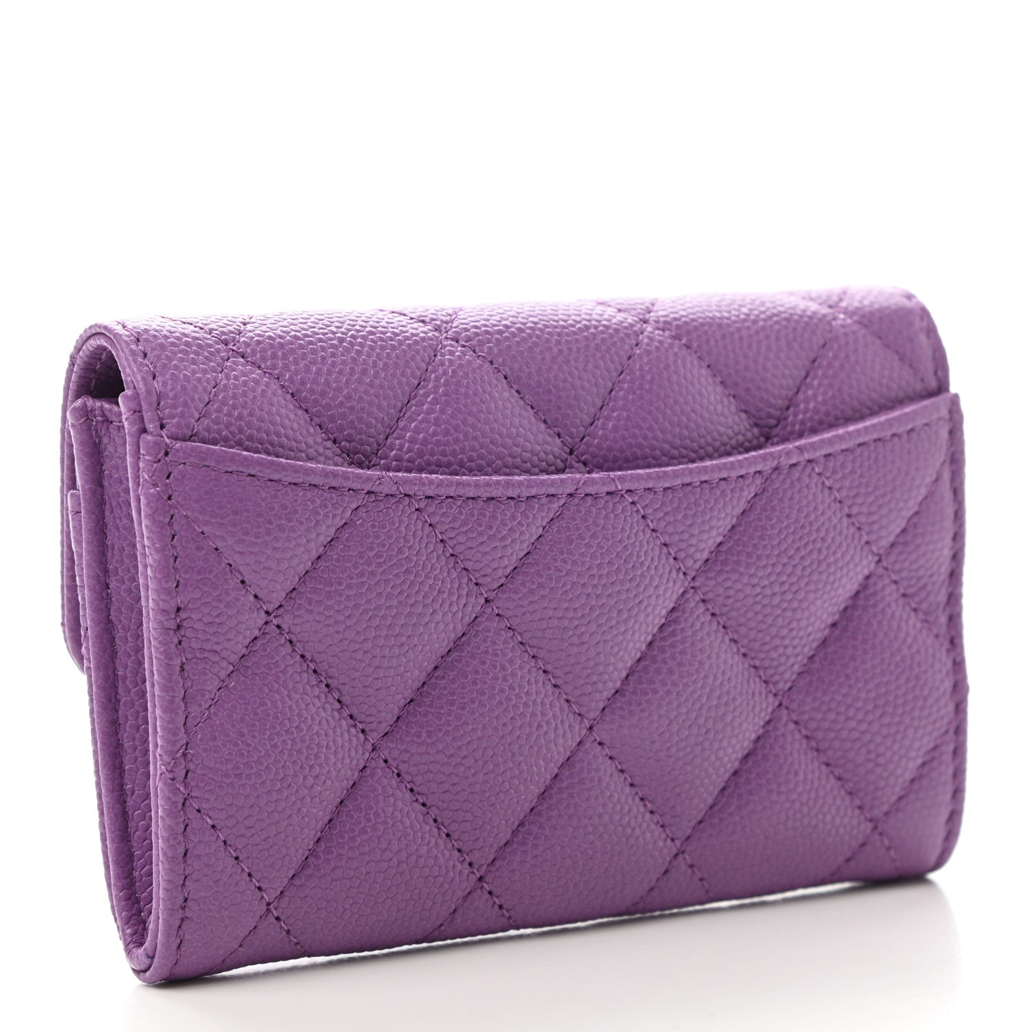 Chanel Caviar Quilted Flap Card Holder Wallet Purple 3 of 8