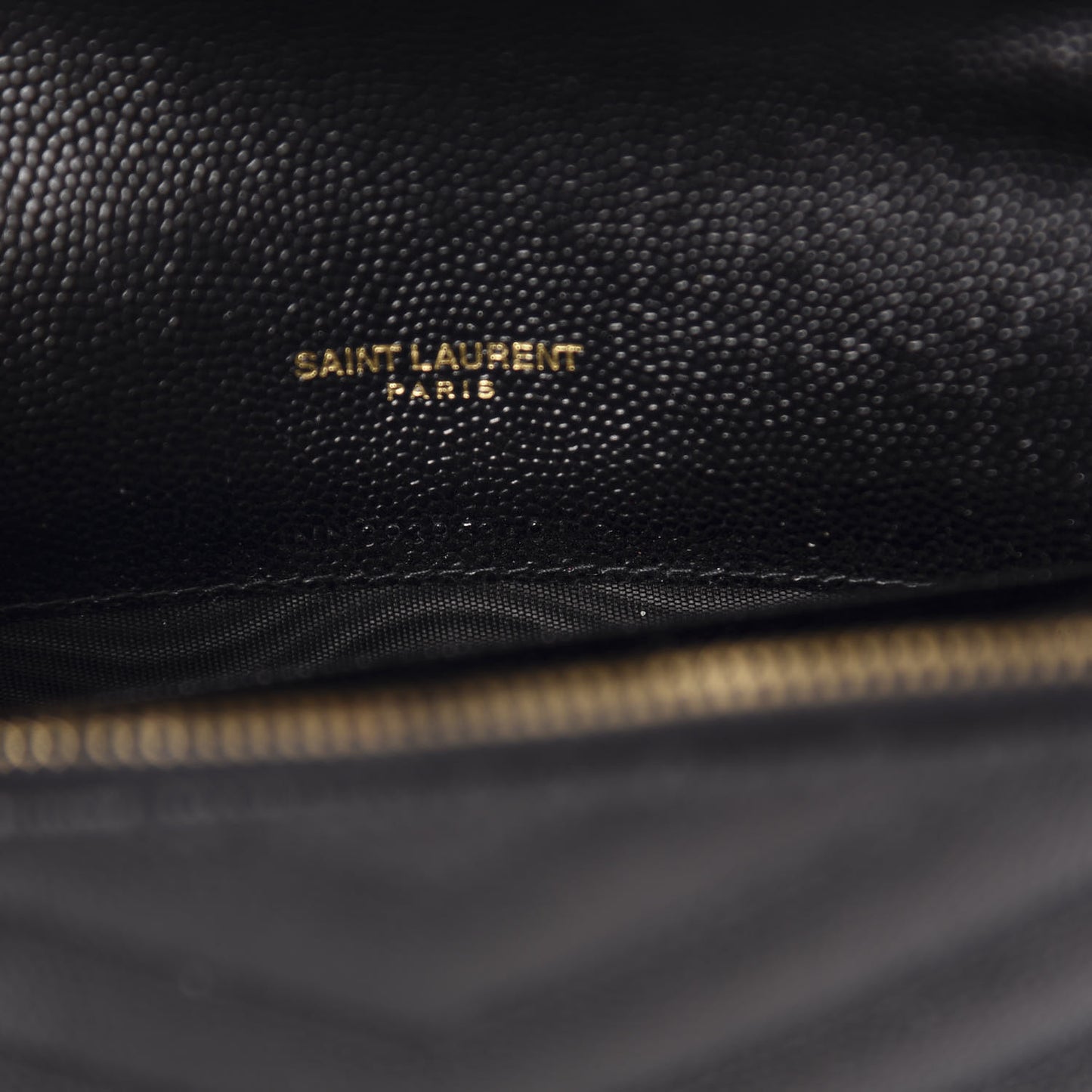 Grain De Poudre Matelasse Chevron Monogram Envelope Chain Wallet Black