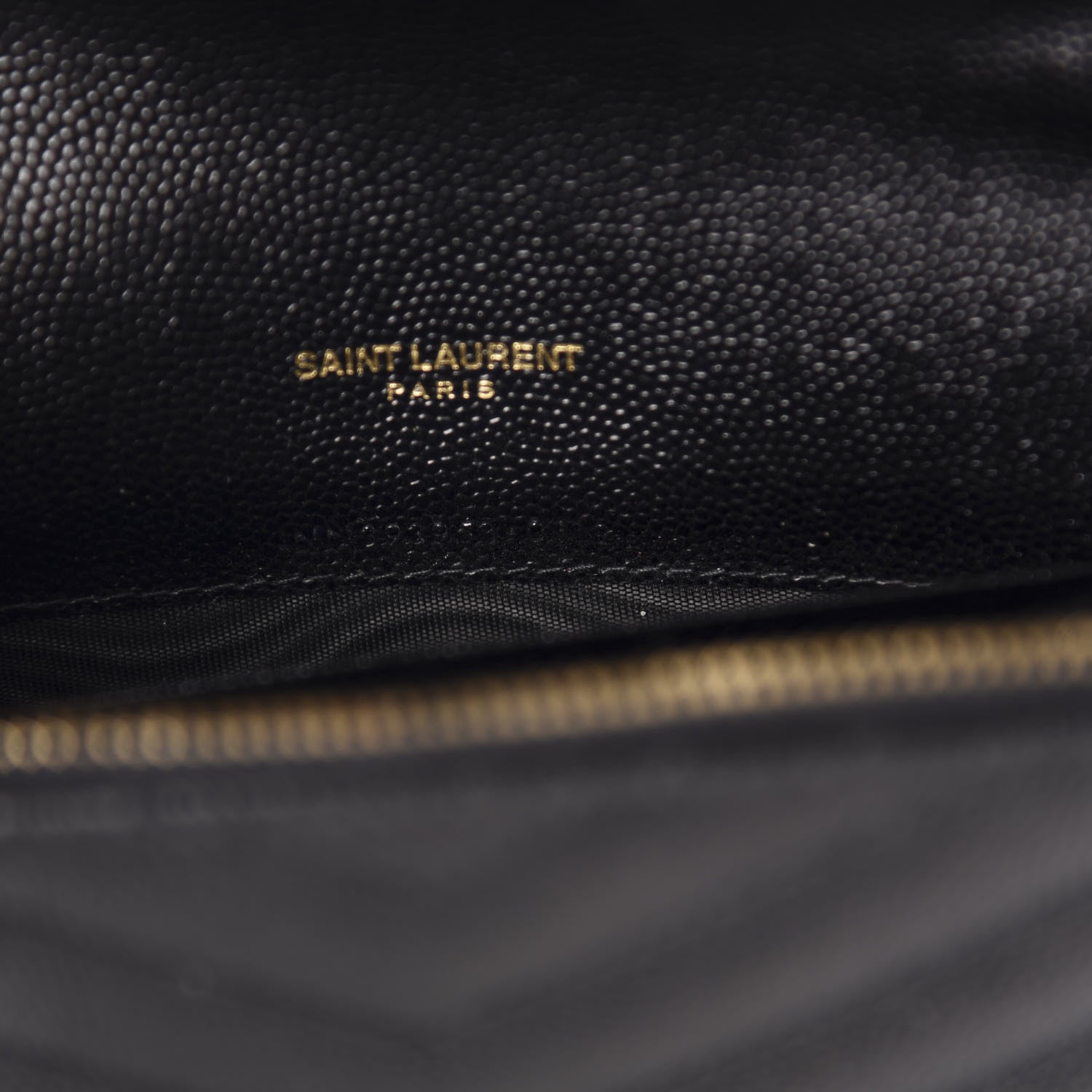 Saint Laurent Grain De Poudre Matelasse Chevron Monogram Envelope Chain Wallet Black 9 of 11