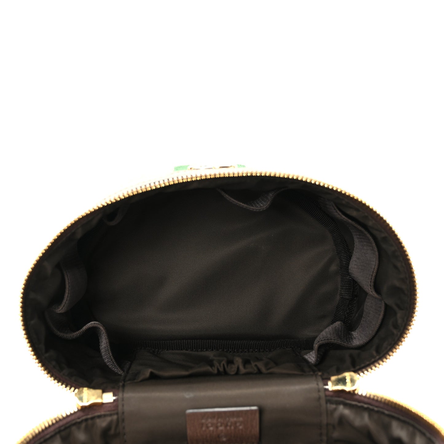 GG Supreme Monogram Textured Calfskin Web Ophidia Vanity Cosmetic Case Beige Ebony New Acero