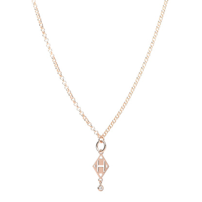 Hermes 18K Rose Gold Diamond Gambade Pendant Necklace 1 of 5