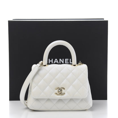 Chanel Iridescent Caviar Quilted Extra Mini Coco Handle Flap White 11 of 11