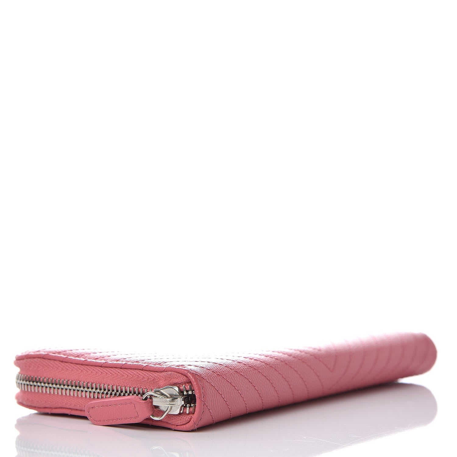 Chanel Caviar Chevron Large Gusset Zip Around Wallet Pink 4 of 11