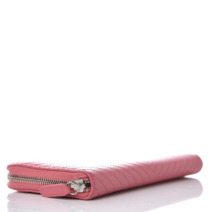 Chanel Caviar Chevron Large Gusset Zip Around Wallet Pink 4 of 11