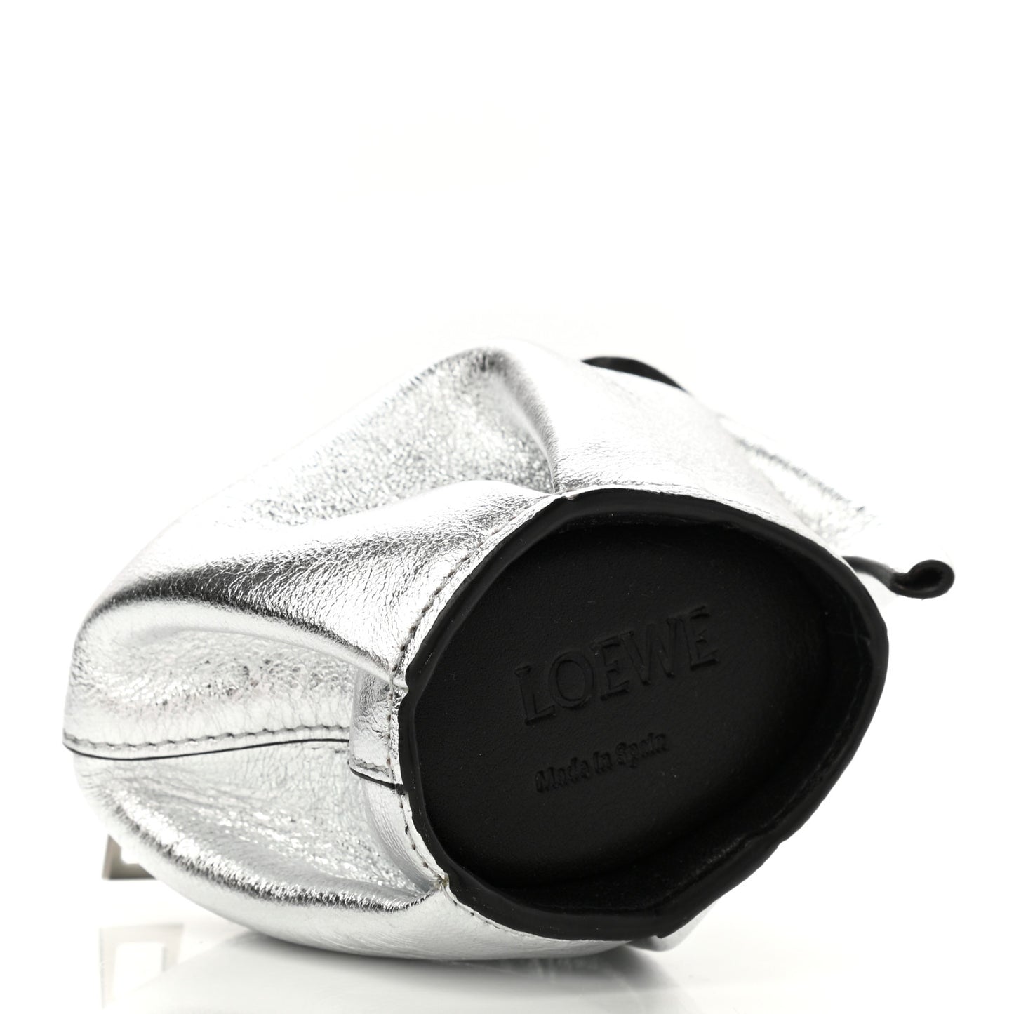 Metallic Calfskin Elephant Coin Purse Silver