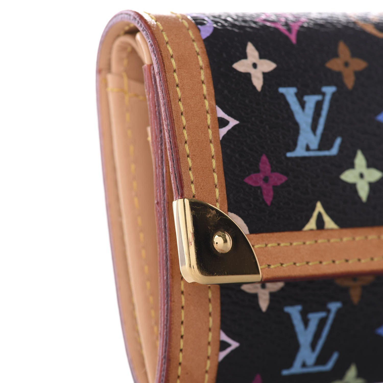 Louis Vuitton Monogram Multicolor Porte-Monnaie Plat Coin Purse Black 6 of 7