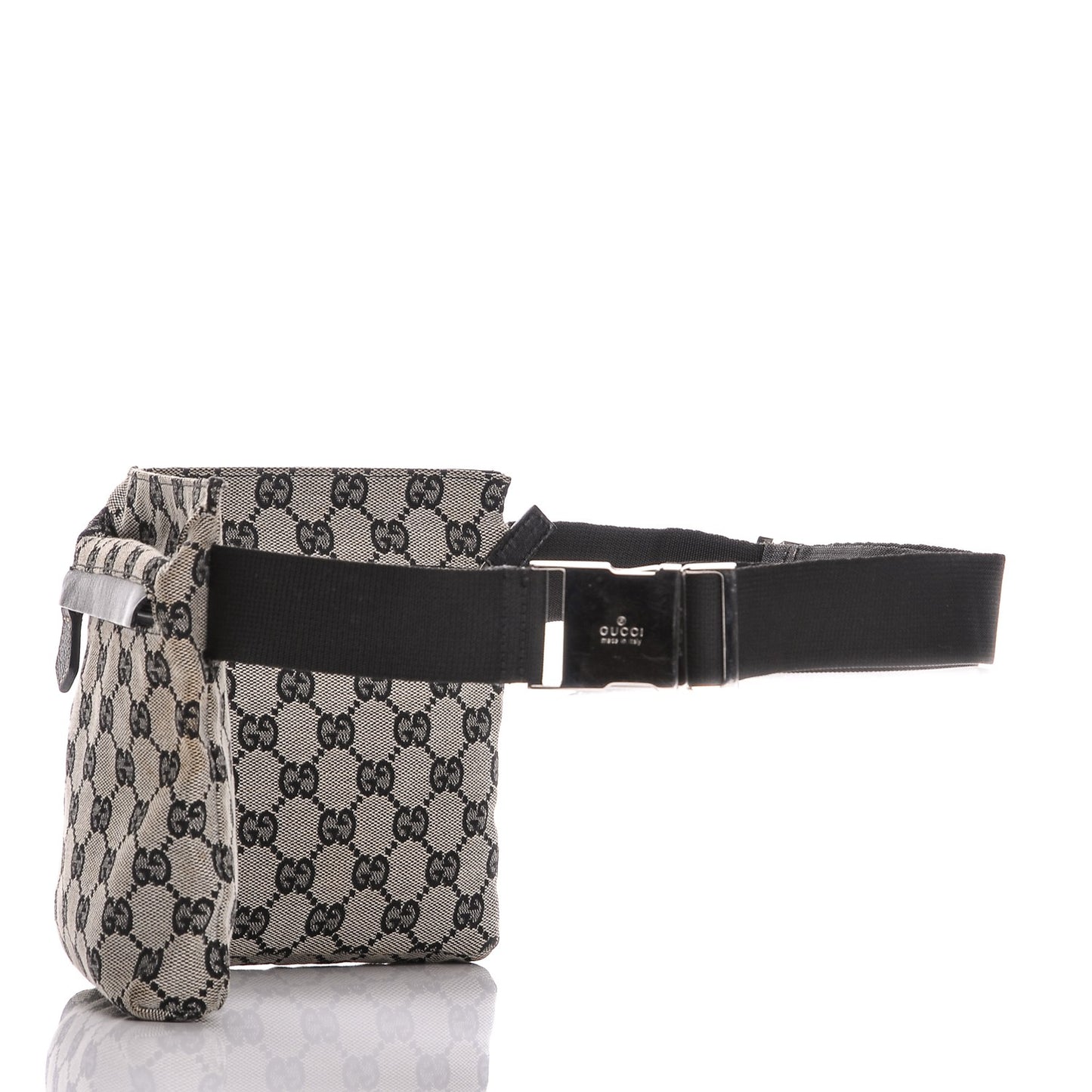GG Monogram Web Double Pocket Belt Bag Navy