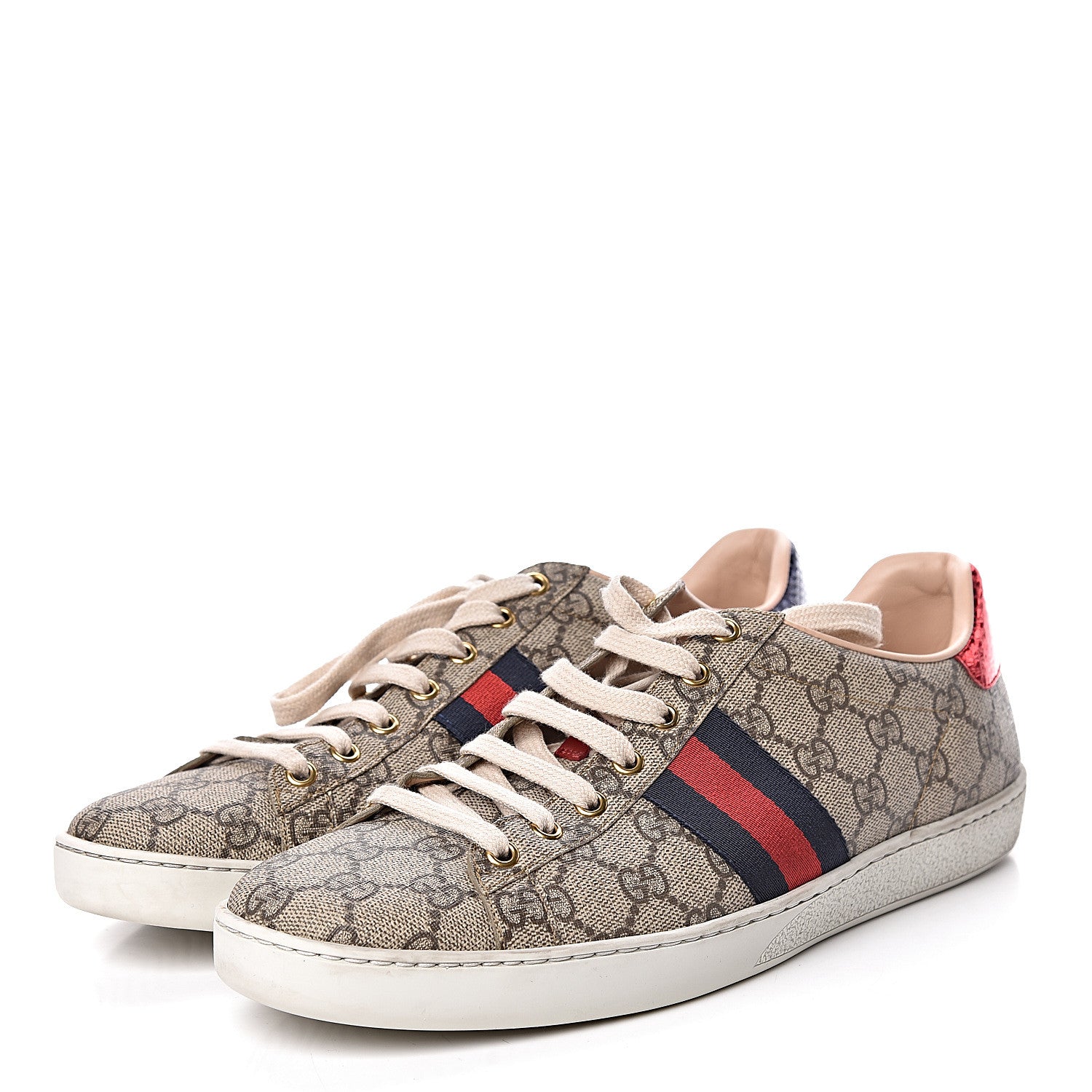 Gucci GG Supreme Monogram Womens Ace Low-Top Sneaker 42 Beige 3 of 16