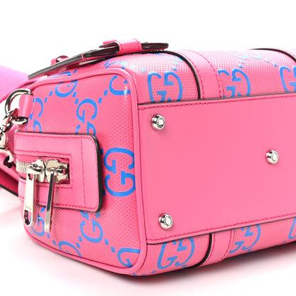 Gucci Calfskin GG Tennis Bi-Color Embossed Mini Duffle Bag Modern Fucsia Modern Blue 9 of 10