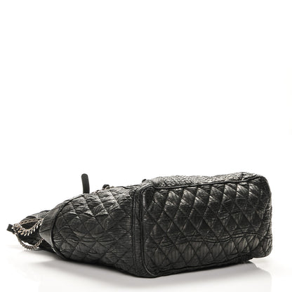 Jimmy Choo Waxed Snakeskin Chain Embellished Blare Tote Black 4 of 7