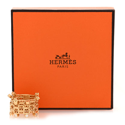 Hermes 18K Yellow Gold Diamond GM Chaine d'Ancre Calypso Ring 55 7.25 5 of 5