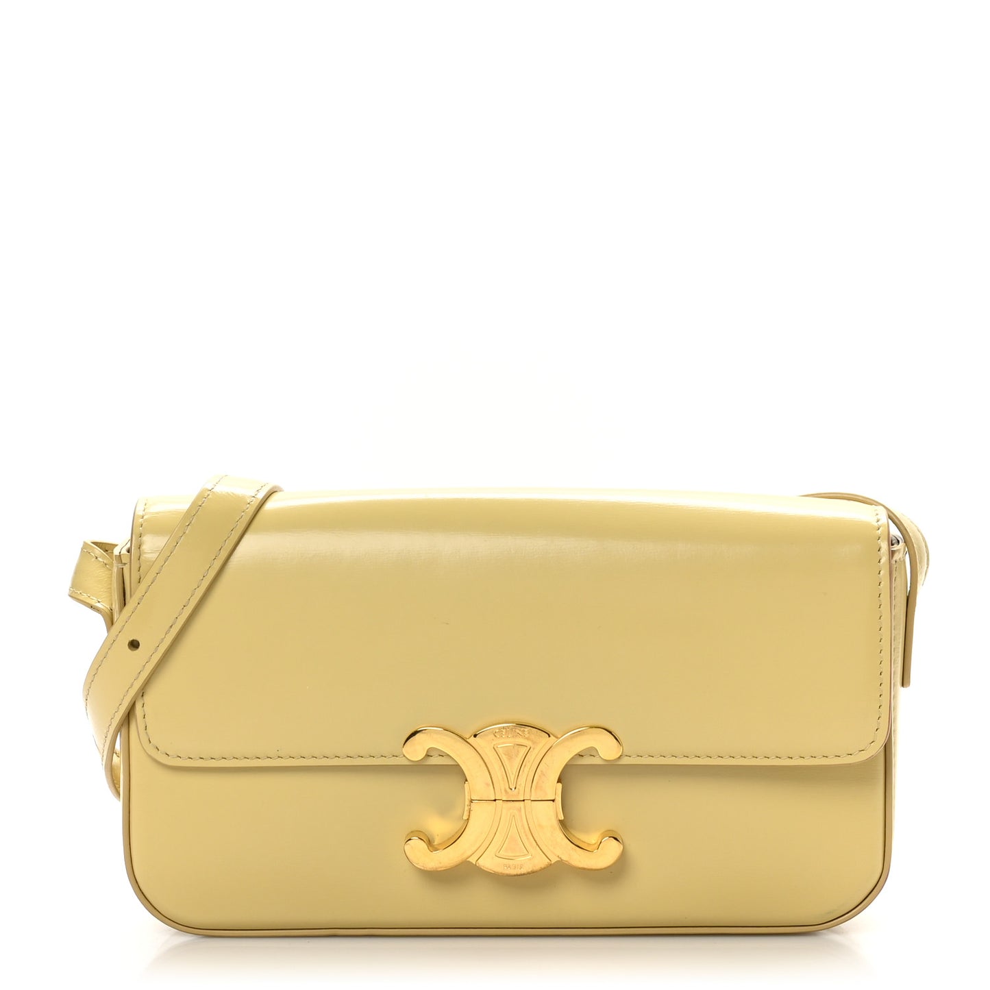 Shiny Calfskin Triomphe Shoulder Bag Papyrus