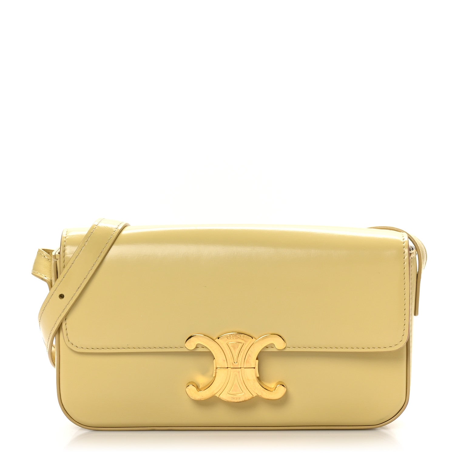 Celine Shiny Calfskin Triomphe Shoulder Bag Papyrus 1 of 9