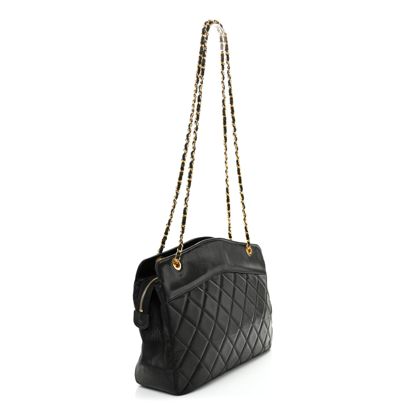 Lambskin Quilted Shoulder Bag Black