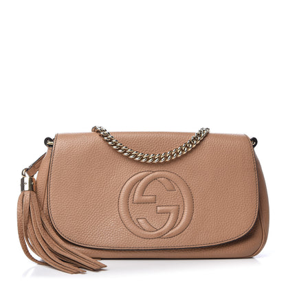 Gucci Pebbled Calfskin Medium Soho Flap Crossbody Camelia 1 of 10