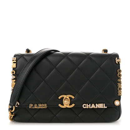 Chanel Lambskin Enamel Strass Quilted Mini Paris Monaco Flap Black 1 of 10
