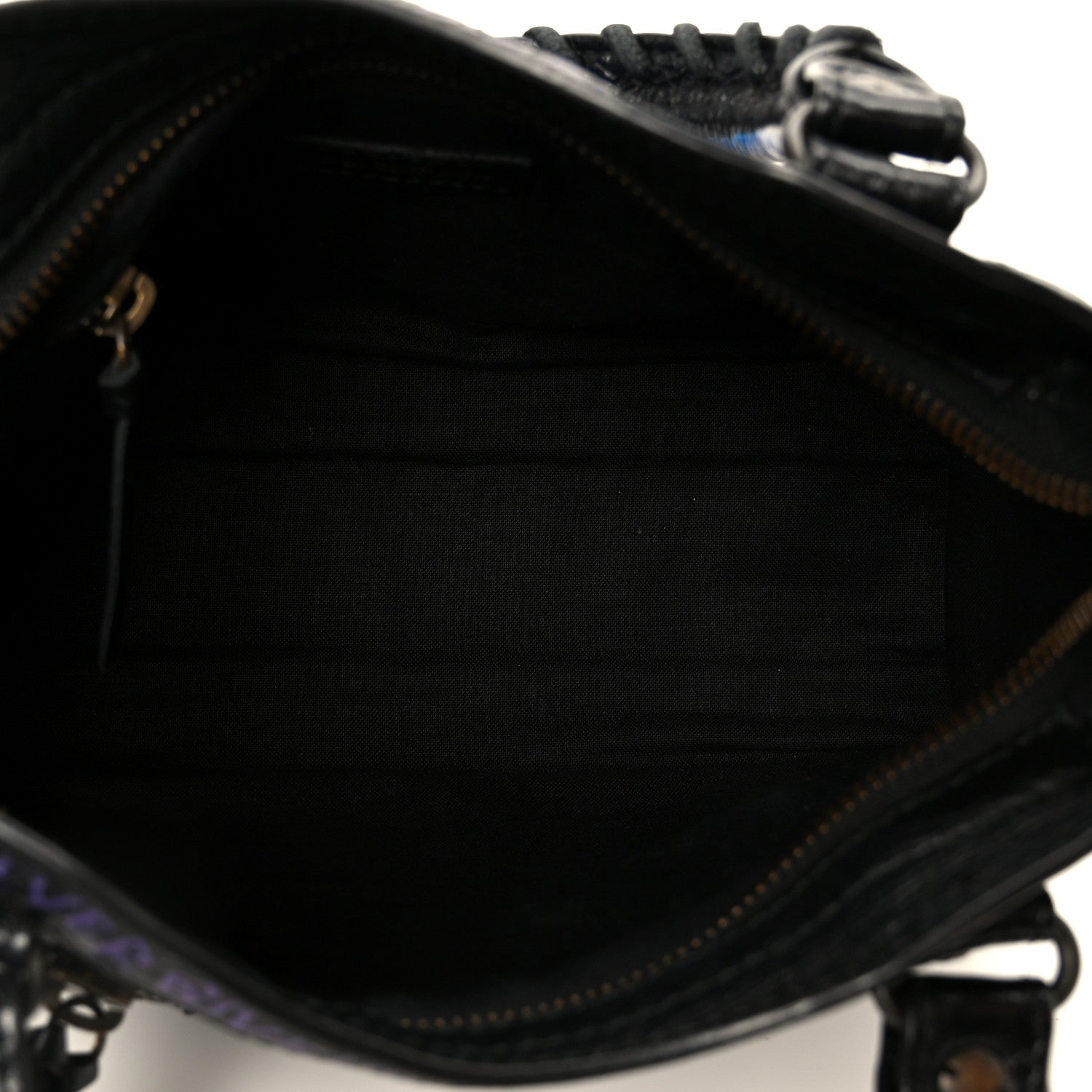 Balenciaga Agneau Arena Graffiti All Over Classic Hardware Mini City Black Bleu Violet 5 of 11
