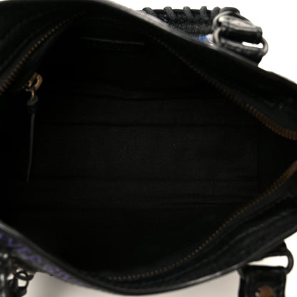 Balenciaga Agneau Arena Graffiti All Over Classic Hardware Mini City Black Bleu Violet 5 of 11