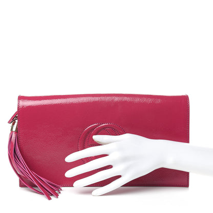 Gucci Soft Patent Medium Soho Clutch Bright Bougainvillea 2 of 7