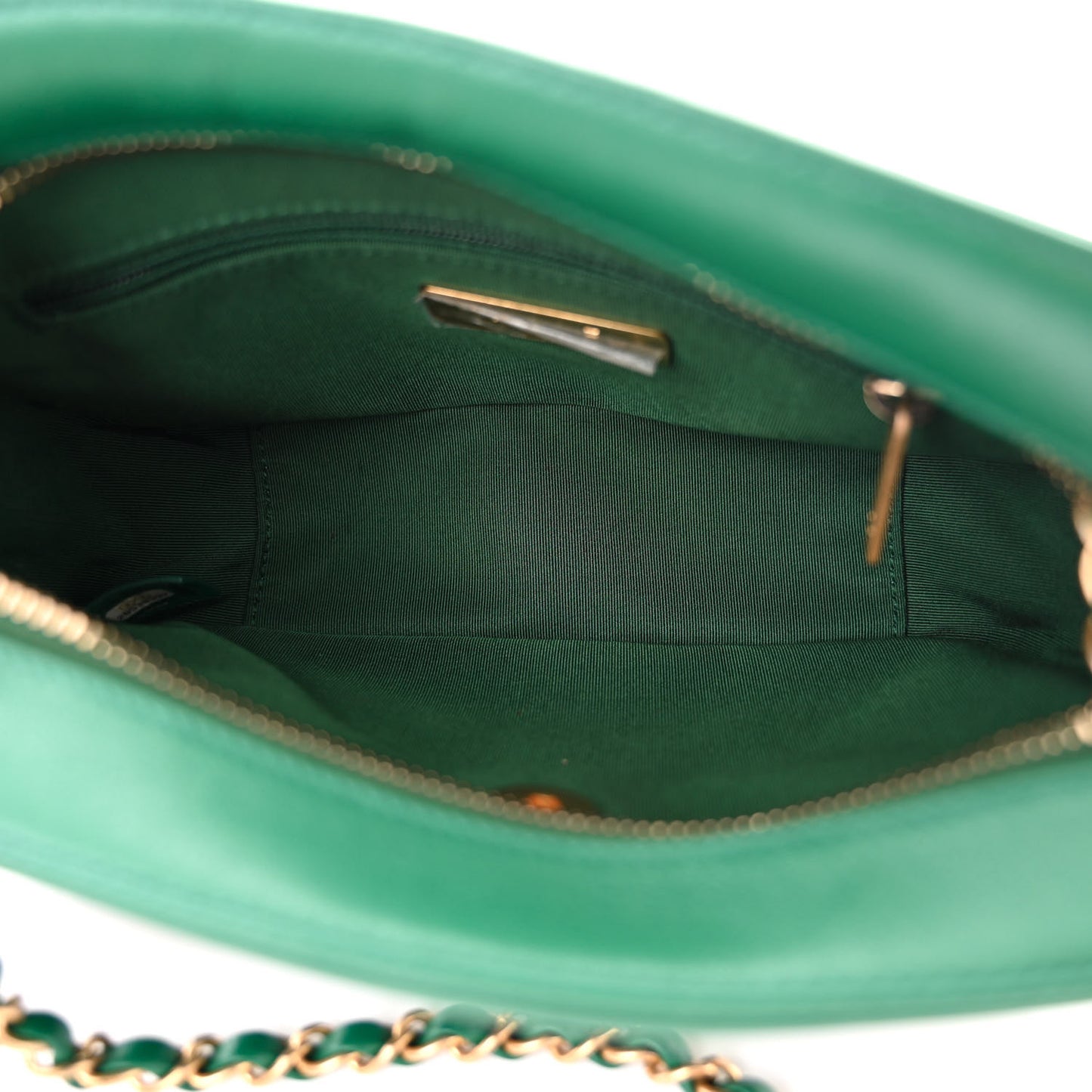 Goatskin Quilted Chain Infinity Camera Case Green