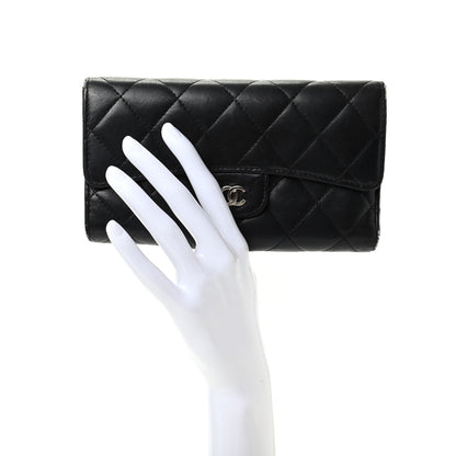 Chanel Lambskin Quilted Large Flap Wallet Black 2 of 7