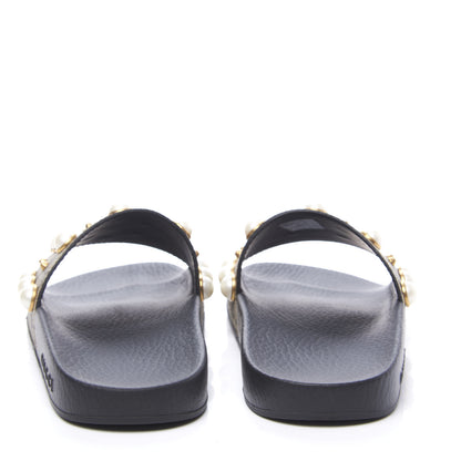 Gucci GG Supreme Monogram Pearls Slide Sandals 37 Beige 7 of 11