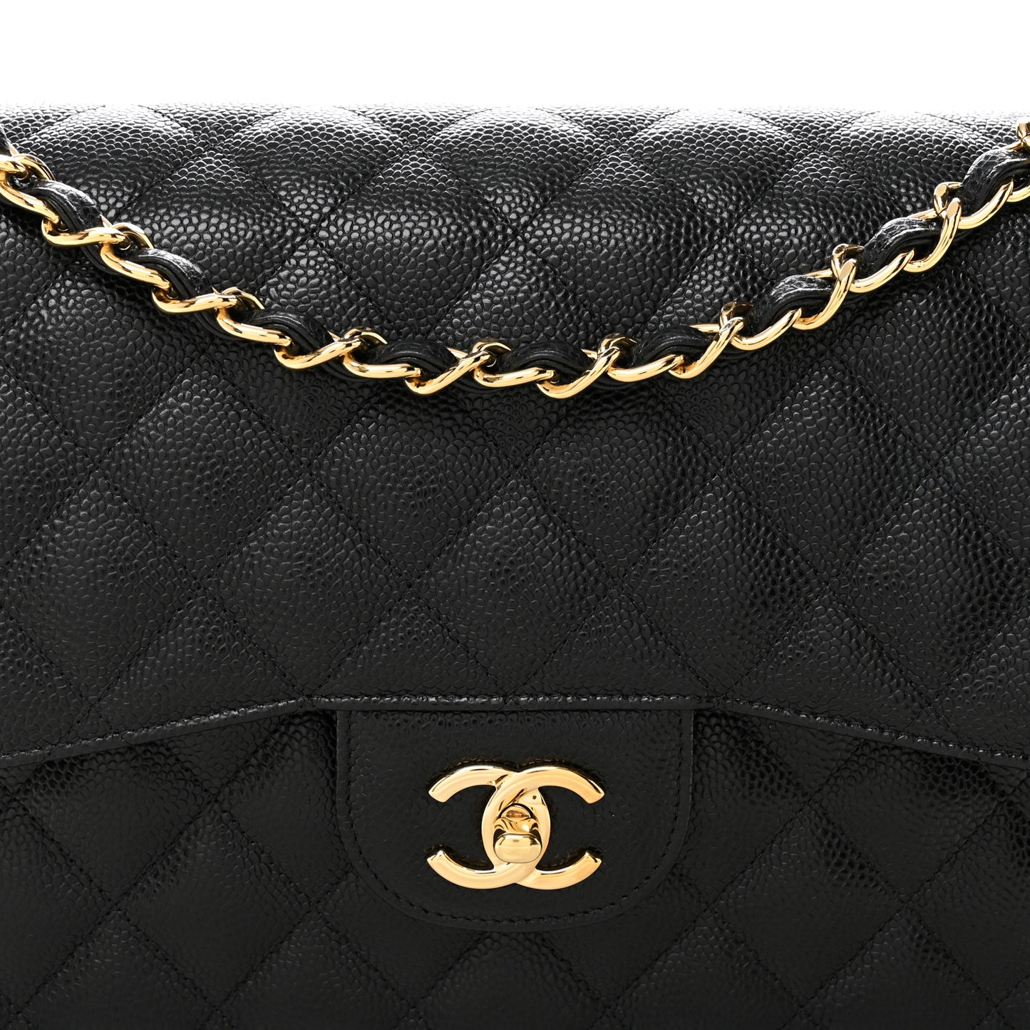Caviar Quilted Jumbo Double Flap Black
