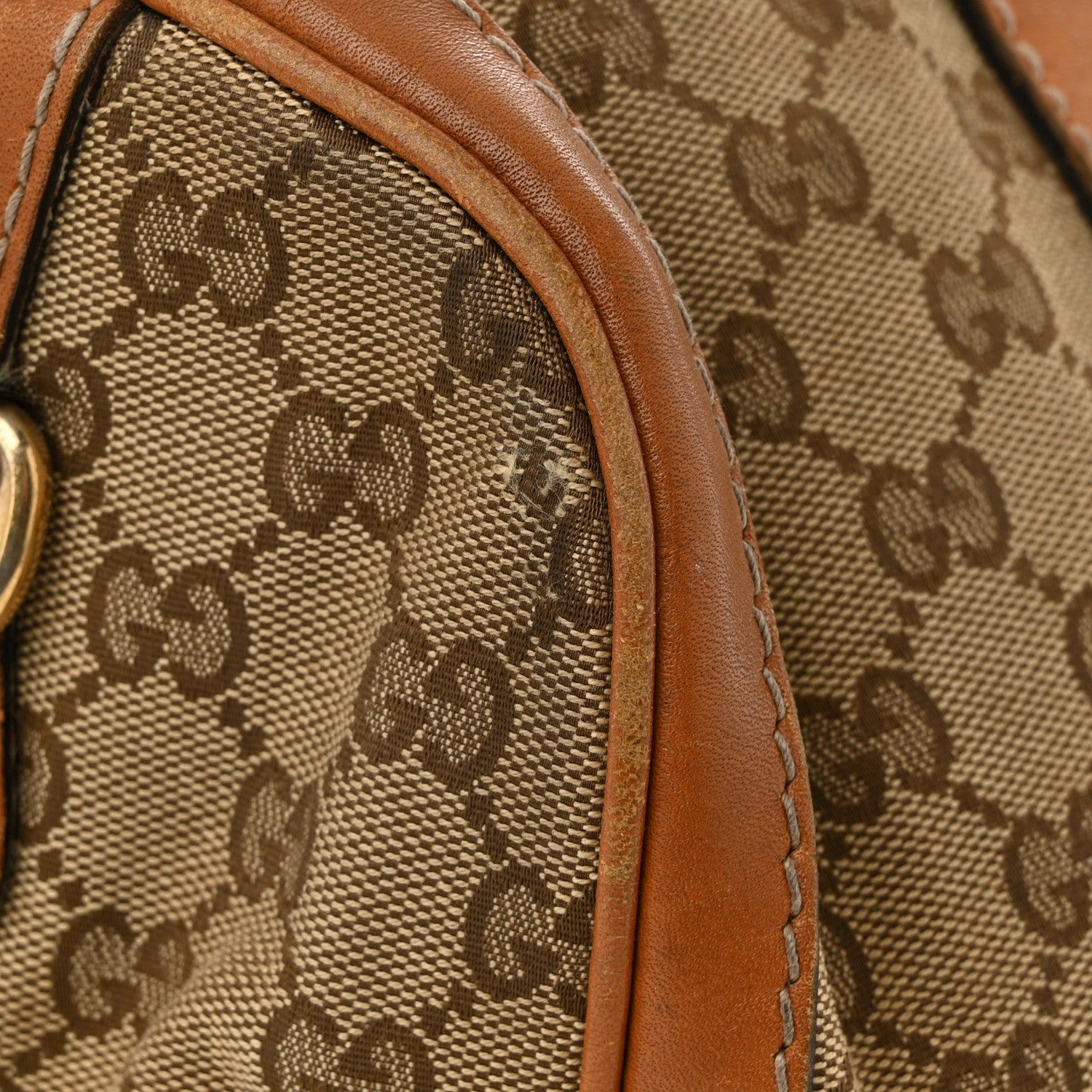 Gucci Monogram Vintage Web Medium Boston Tan 12 of 16
