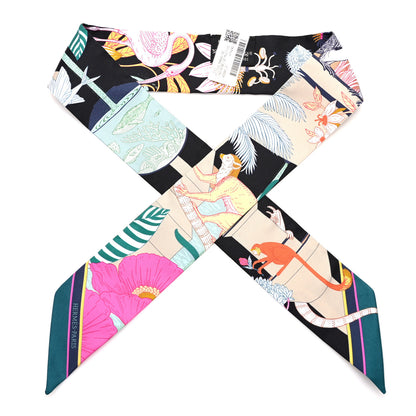 Hermes Silk Precious Paradise Twilly Black Beige Multicolor 1 of 4