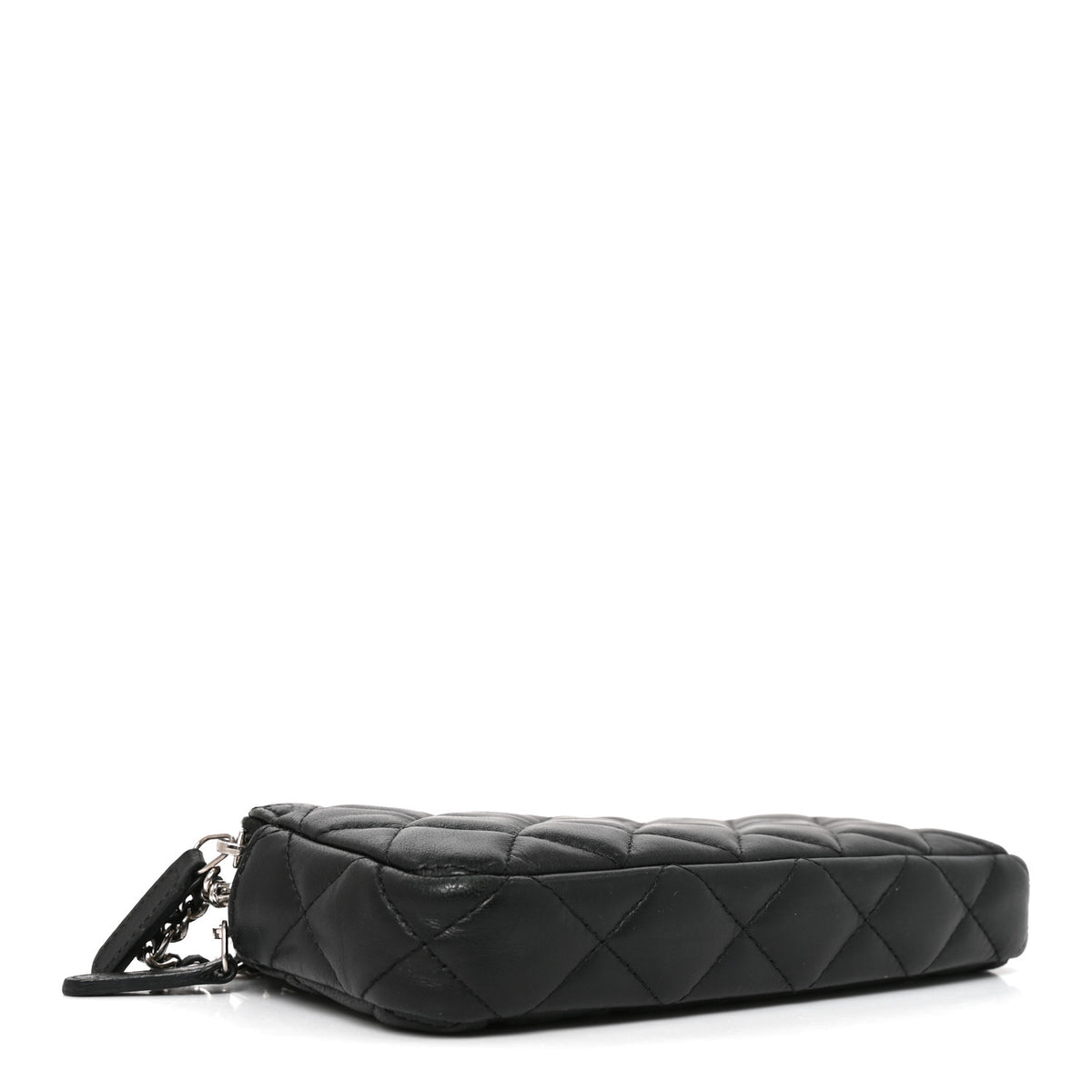Lambskin Quilted Small Clutch With Chain Black