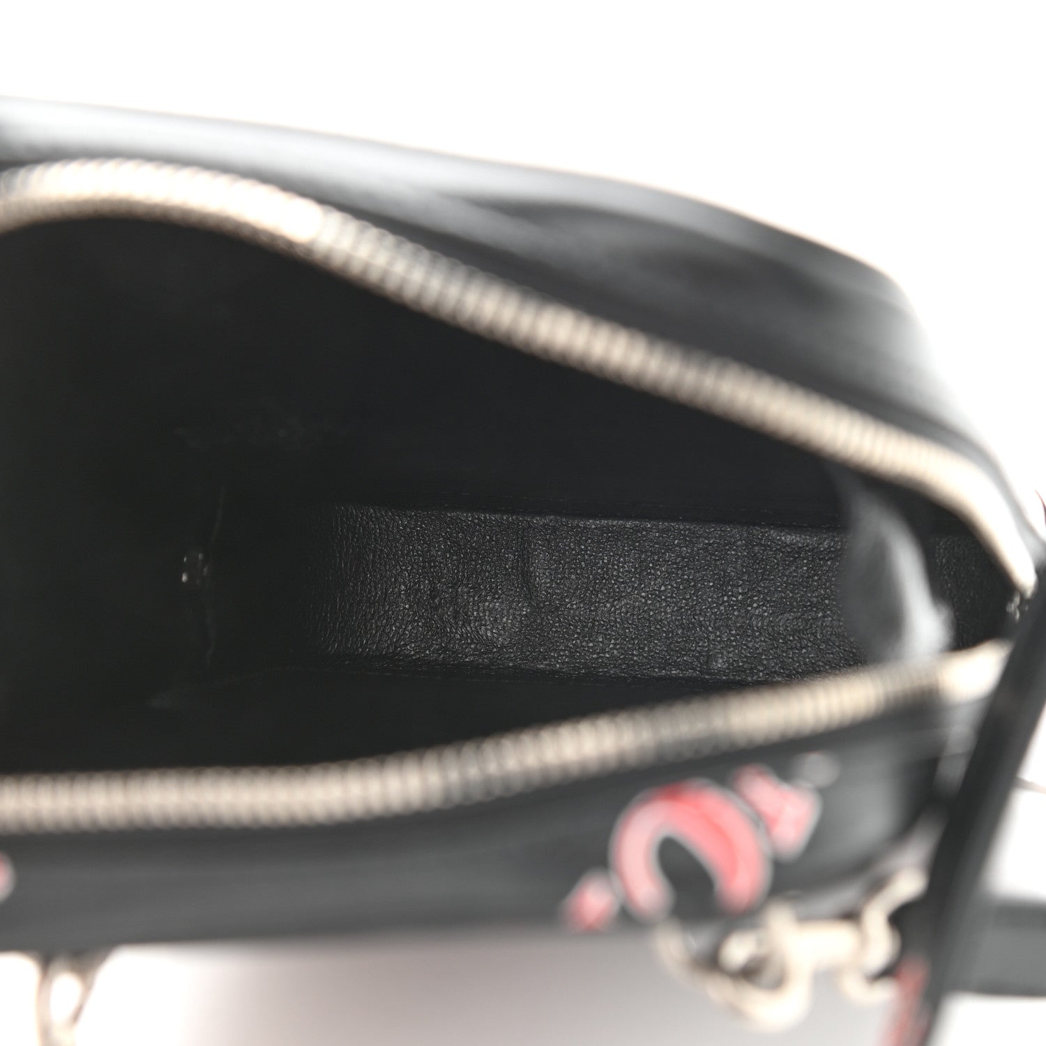 Balenciaga Calfskin Logo Print Cash Phone Holder Bag Black Red 5 of 8