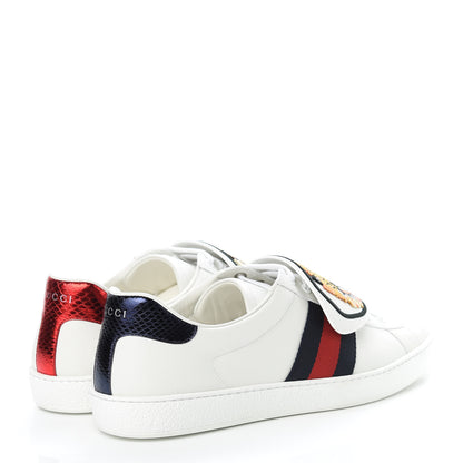 Gucci Calfskin Ayers Web Tiger Embroidered Mens Ace Sneakers 11.5 White 4 of 9