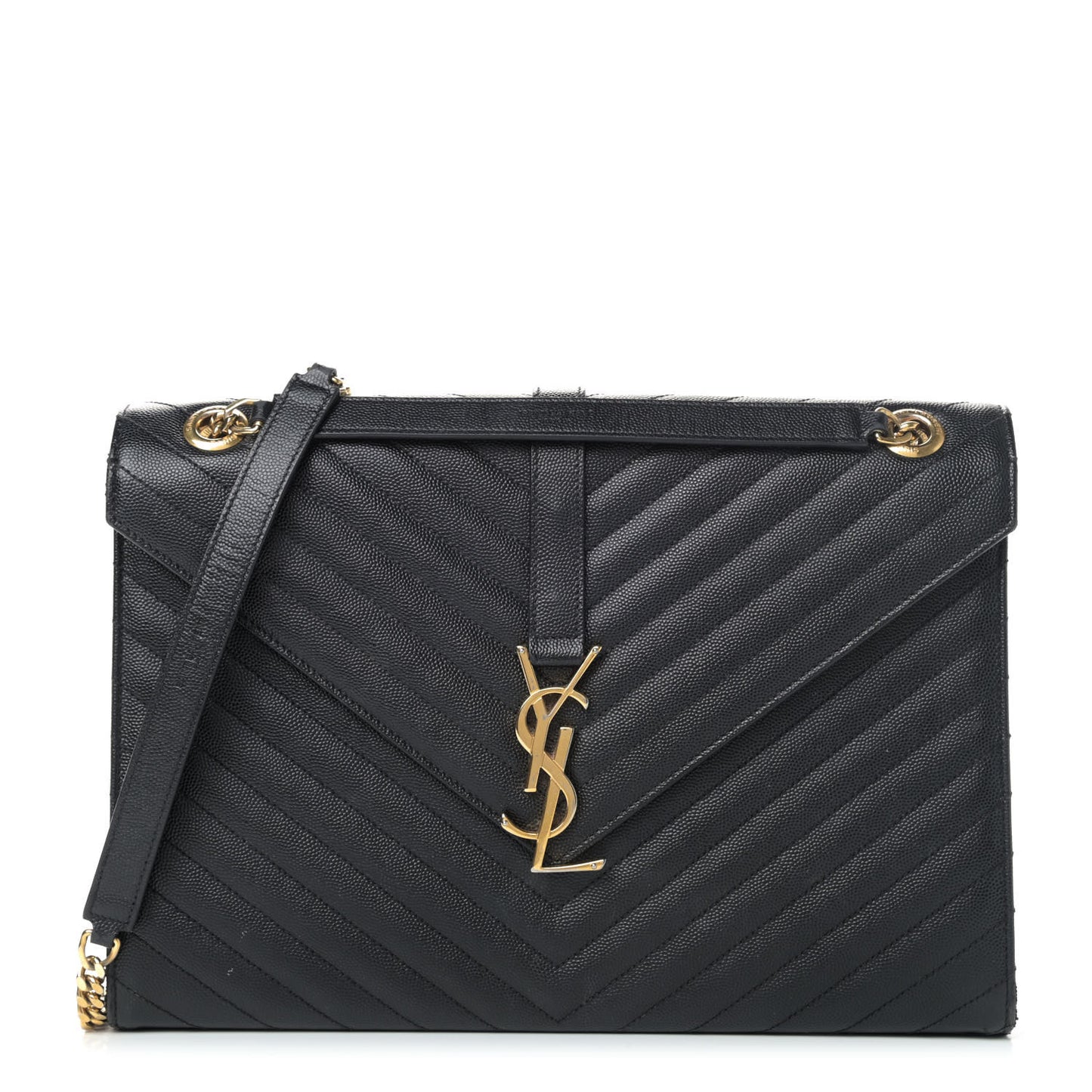 Grain De Poudre Matelasse Chevron Large Monogram Satchel Black