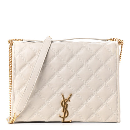 Saint Laurent Lambskin Quilted Small Becky Chain Bag Blanc Vintage 1 of 4