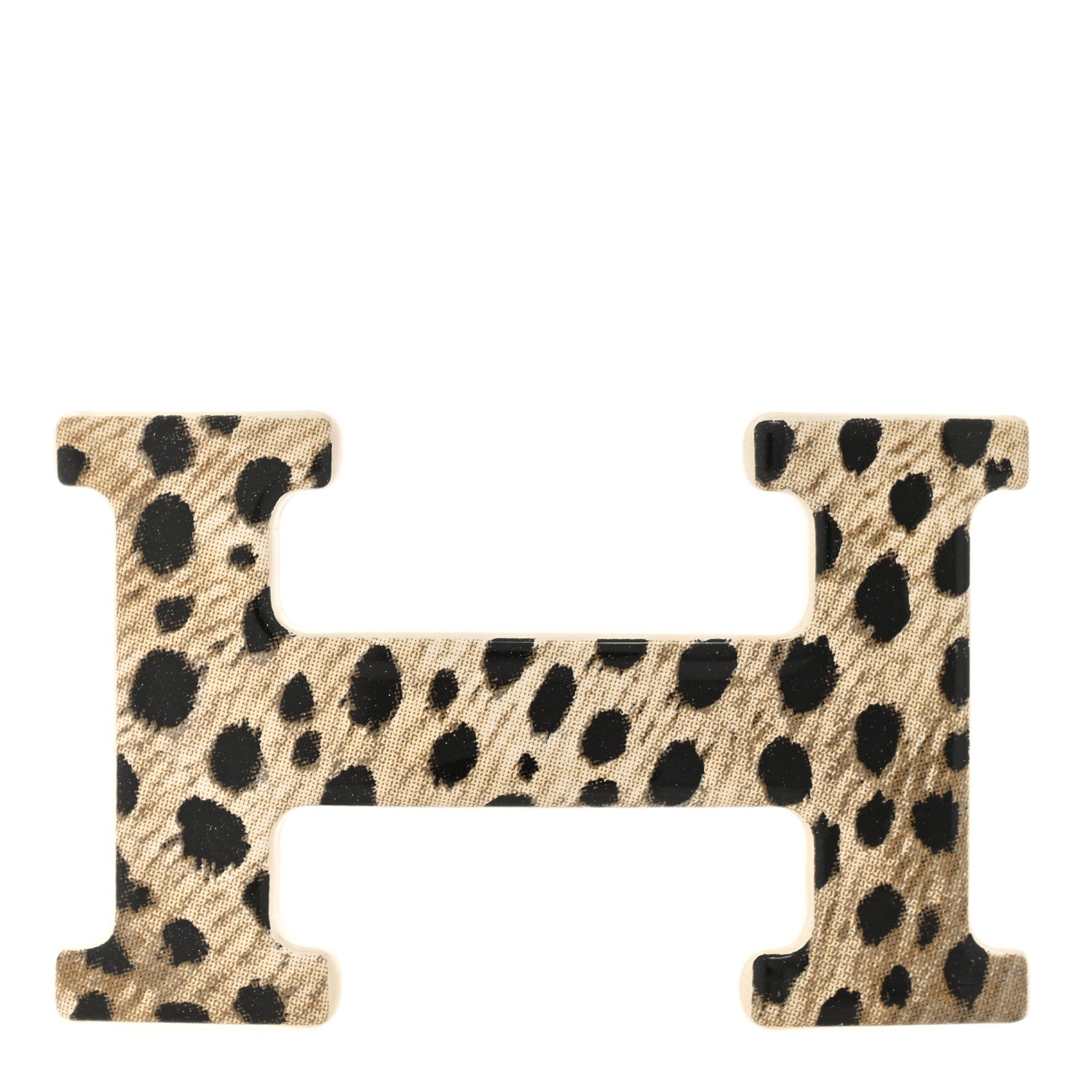Hermes Enameled Steel Printed 24mm Felines H Email Belt Buckle Leopardus 1 of 3
