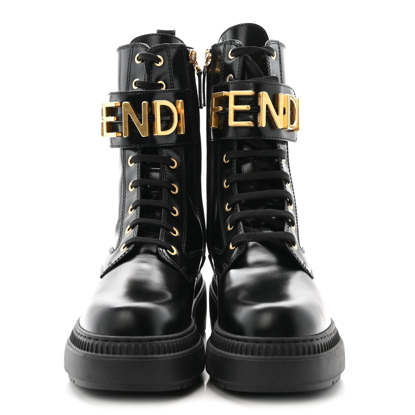 Vitello Abrasivato Fendigraphy 50mm Biker Boots 38.5 Black