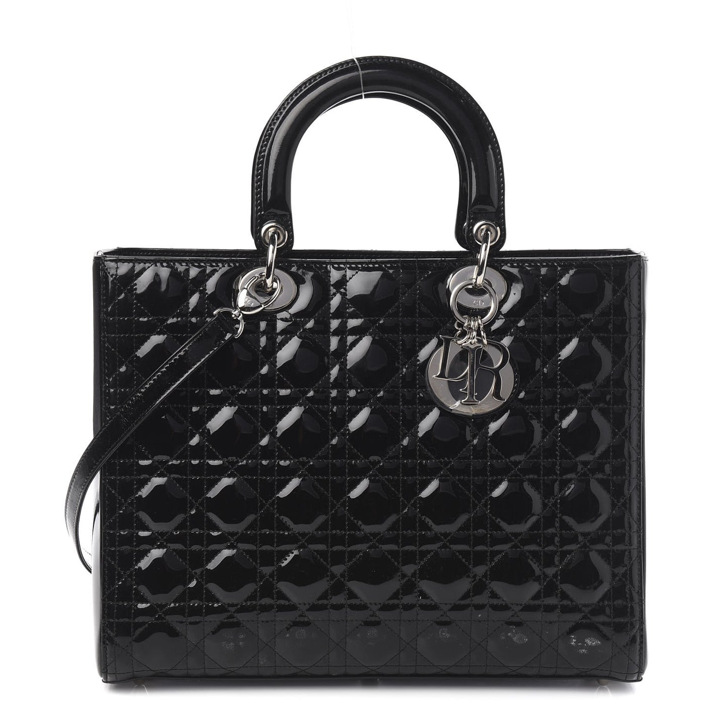 Patent Cannage Large Lady Dior Black