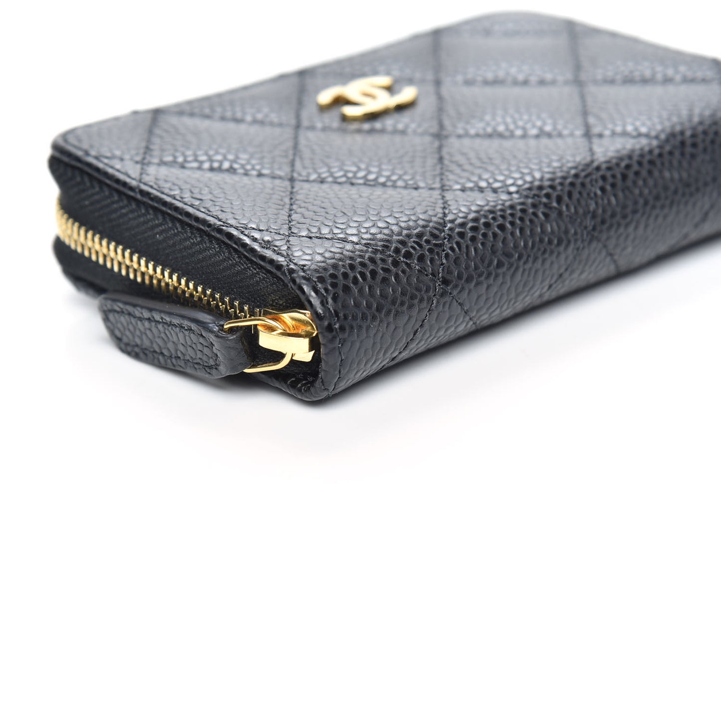 Caviar Quilted Zip Coin Purse Black