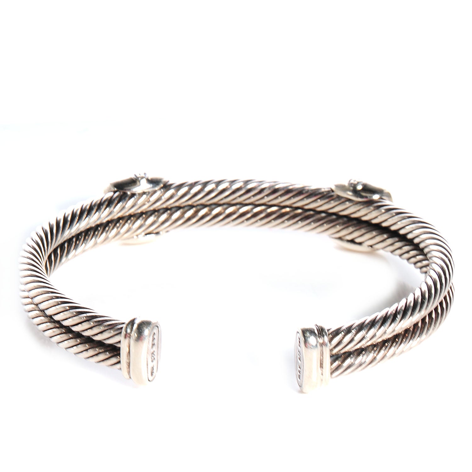 David Yurman Sterling Silver 18K Yellow Gold Blue Topaz Albion Double Station Bracelet 6 of 6