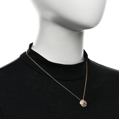 Chanel 18K Yellow Gold Diamond Bouton de Camelia Pendant Necklace 2 of 7