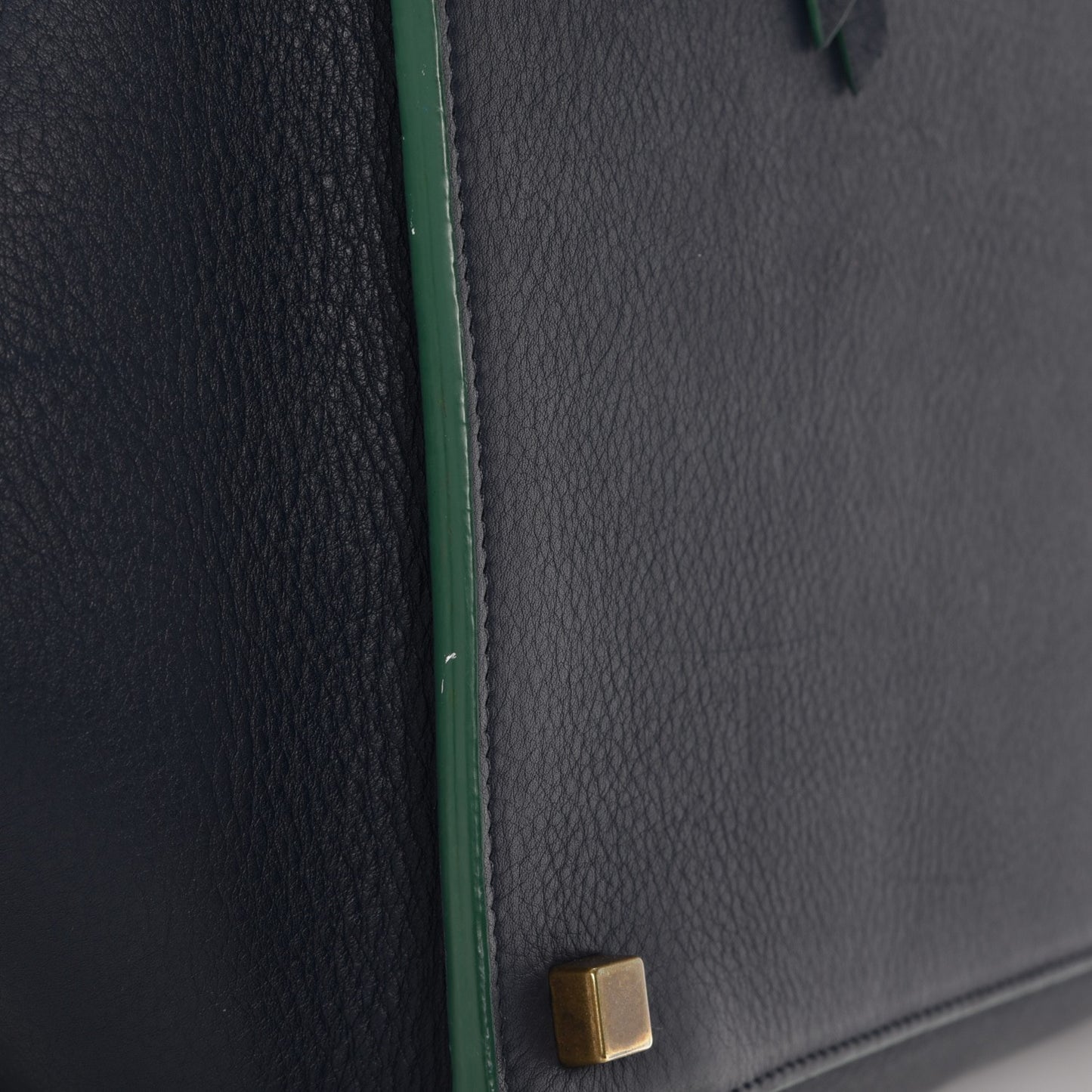 Supple Calfskin Medium Phantom Luggage Navy Blue Green Trim