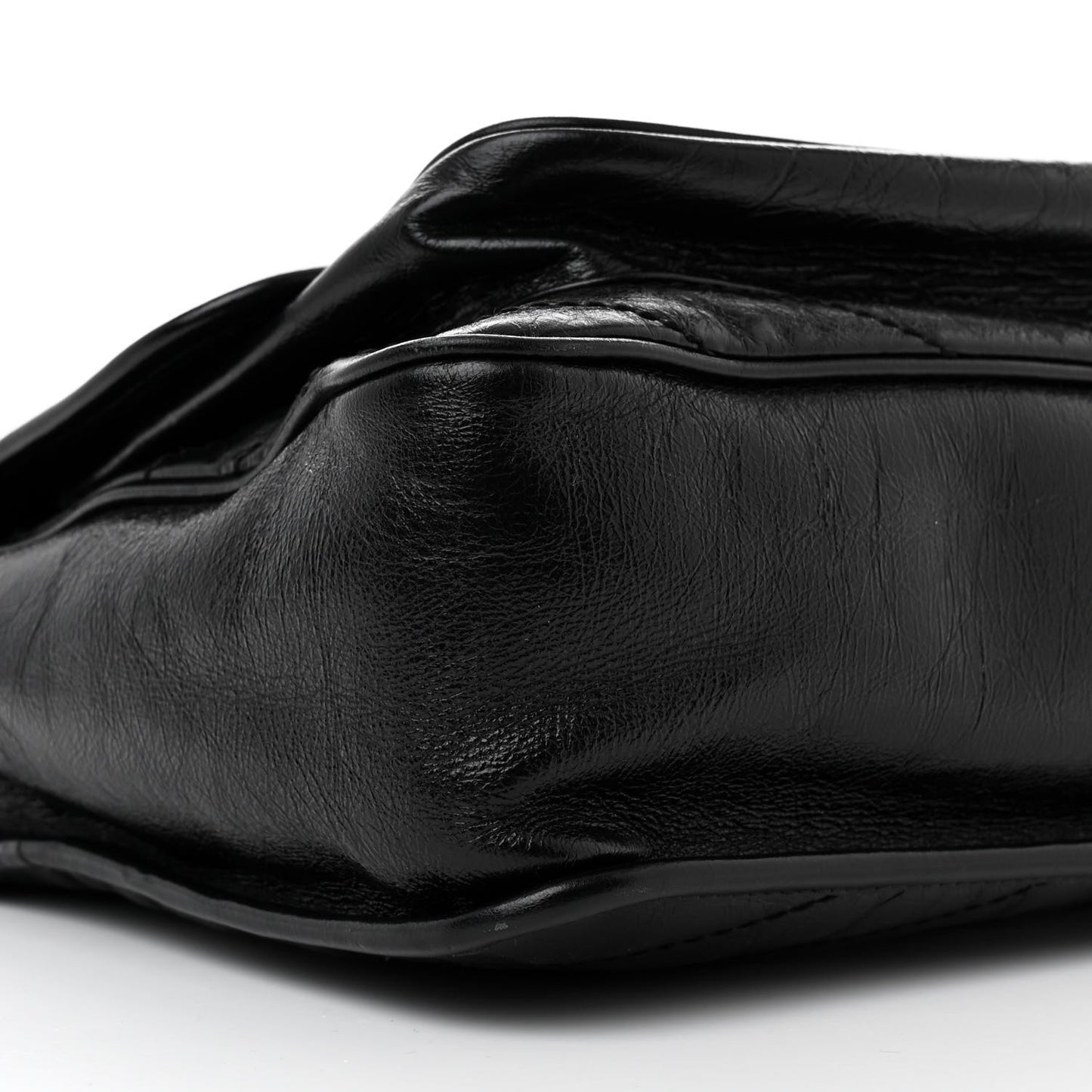 Crinkled Calfskin Matelasse Monogram Large Niki Chain Satchel Black