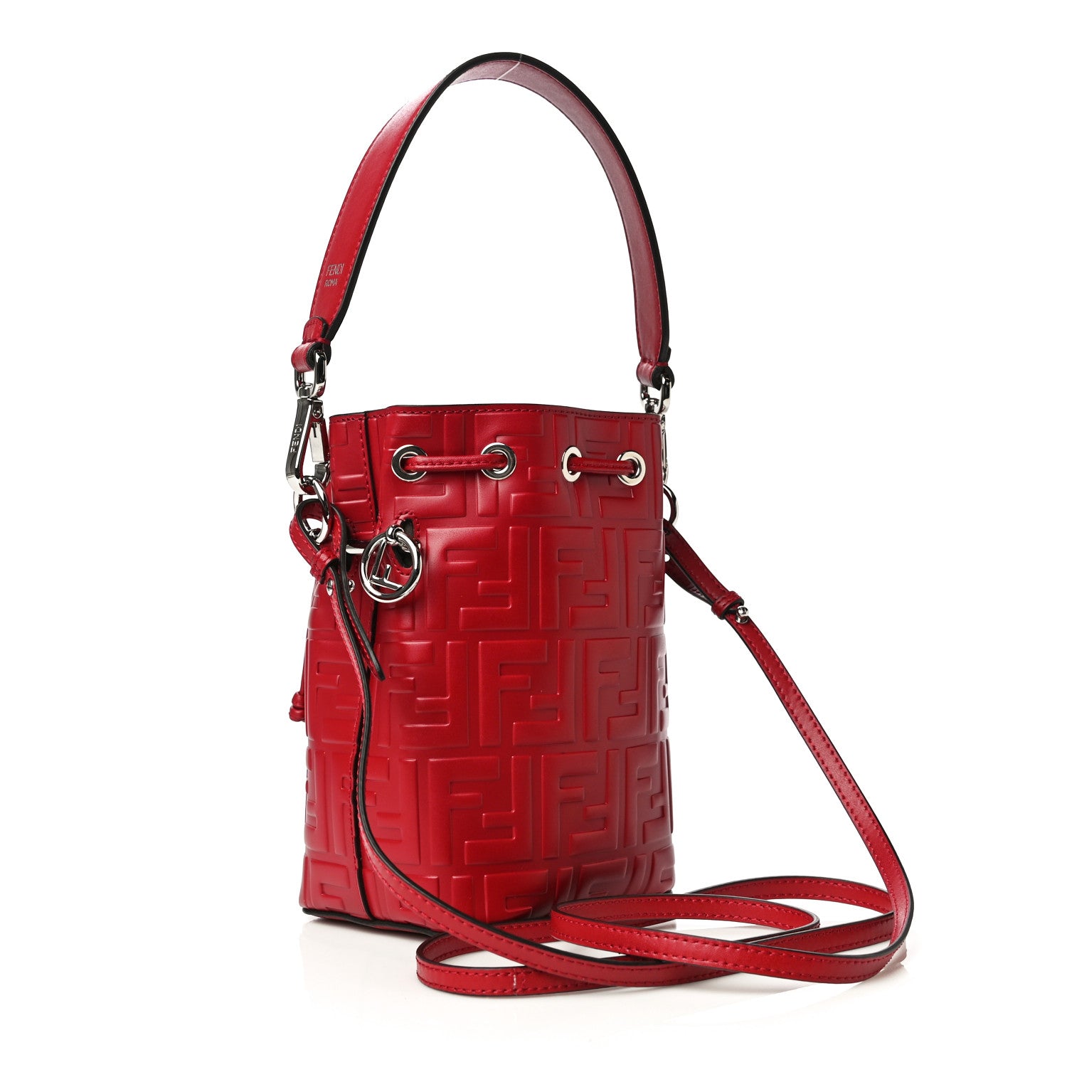 Fendi Vitello Liberty F is Fendi FF 1974 Embossed Mini Mon Tresor Bucket Bag Fragola 3 of 11