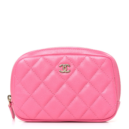 Chanel Caviar Quilted Small Curvy Pouch Cosmetic Case Pink 1 of 9